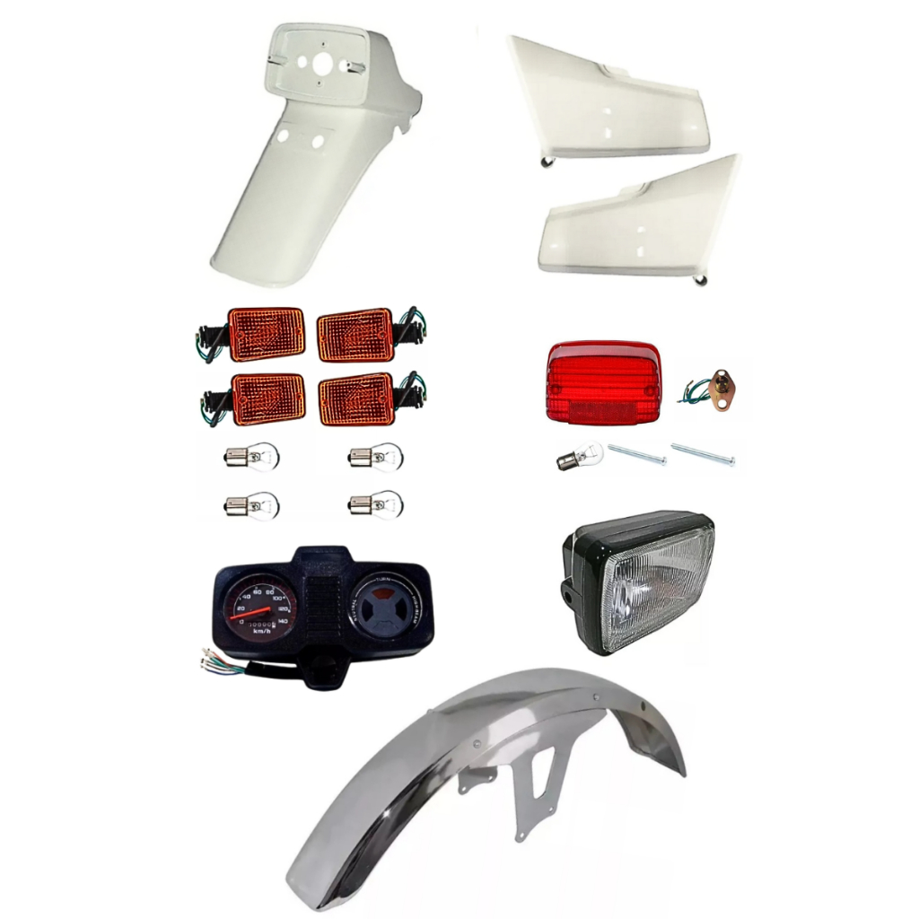 Paralamas Cg 125 83 84 85 Branco Tampa Painel Farol Pisca