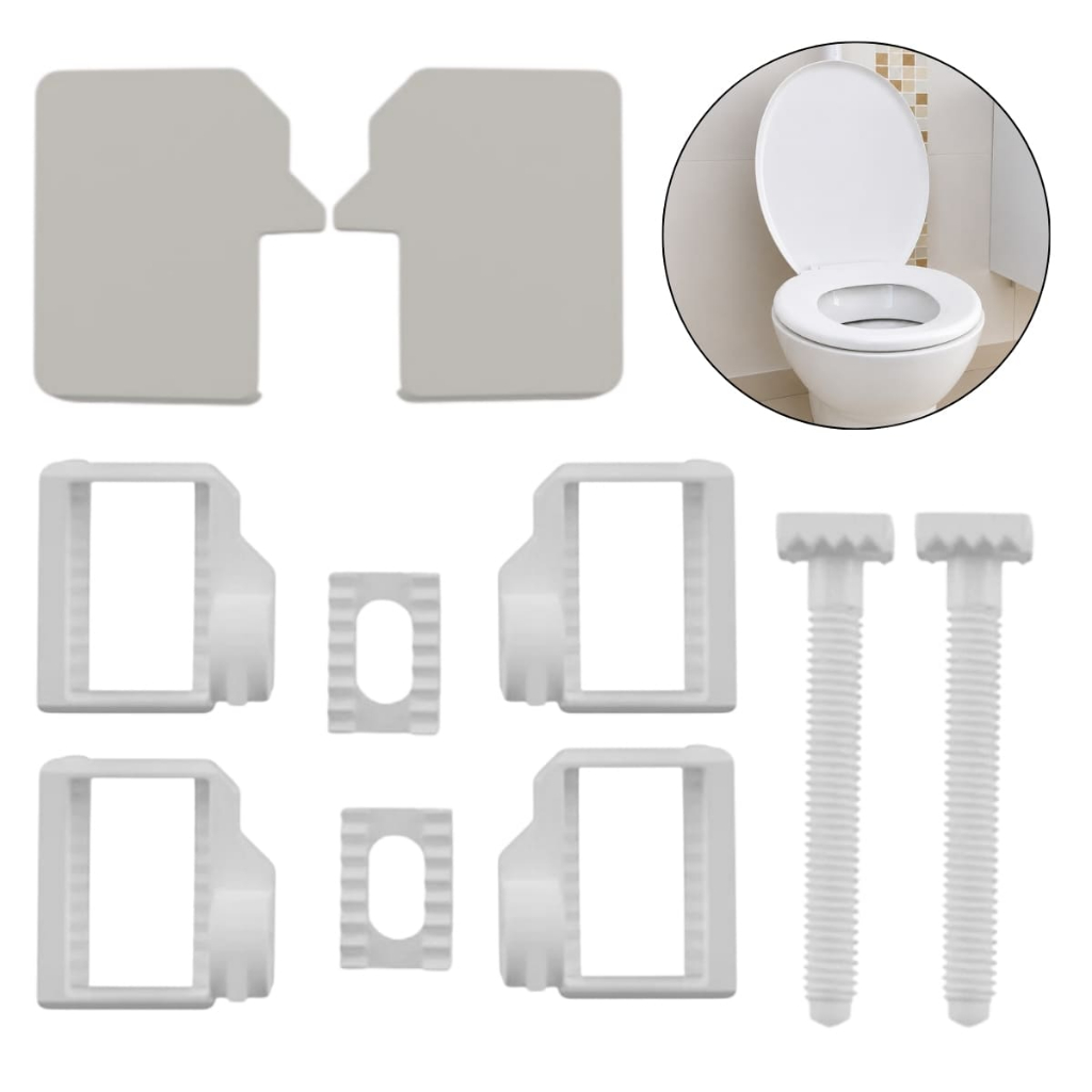 Kit Conjunto Fixação para Assento Sanitário Almofadado Astra Cinza Claro Parafuso de Reposição Vaso Sanitário