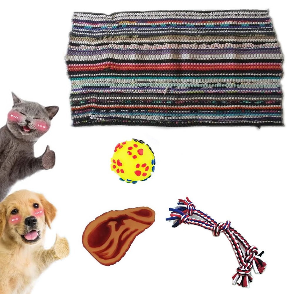 Kit 3 Brinquedo Mordedor Pet Cachorro Gato + Tapete Brinde