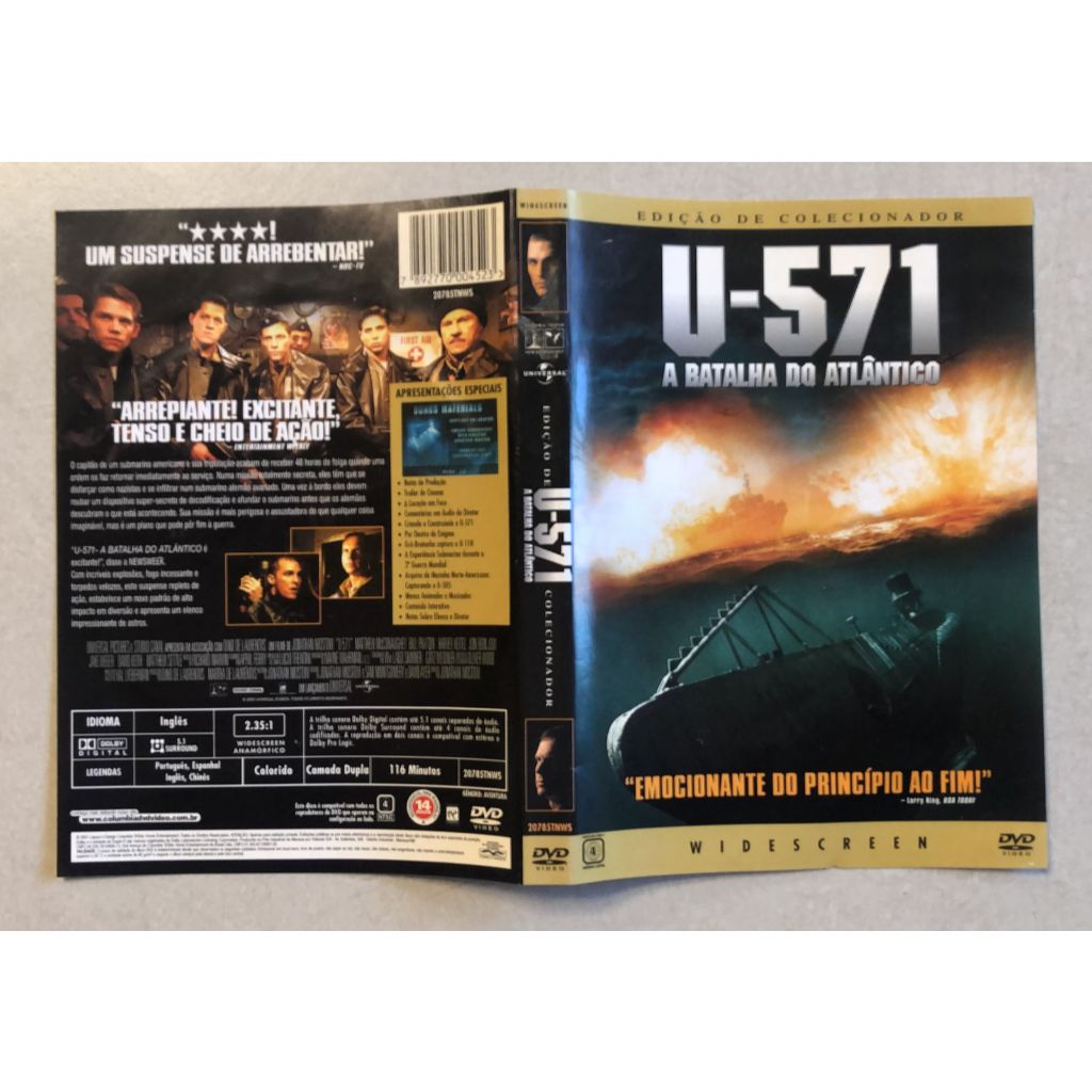 Dvd U-571 A Batalha Do Atlântico, Bill Paxton, Original