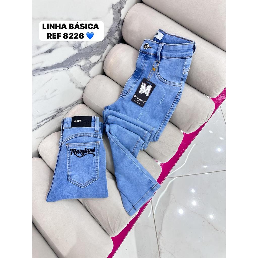 Calça Jeans Sal e Pimenta Pimenta Original Mary landy e Faixa Rosa com Lycra Cintura Alta Elastano