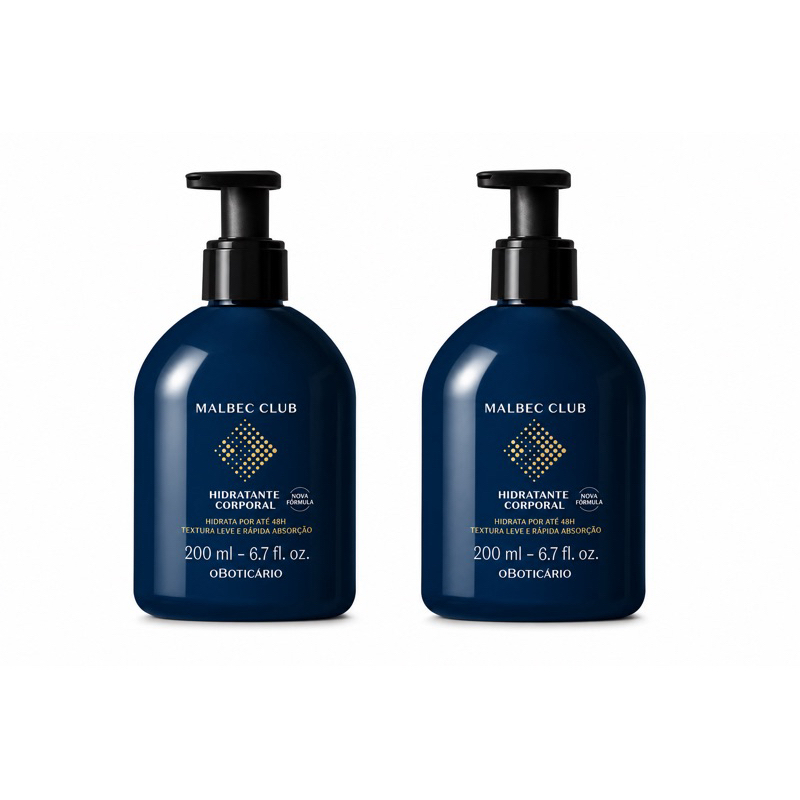Kit 2 Hidratantes Corporais Malbec Club O Boticário 200ml Masculino 48h Hidratação