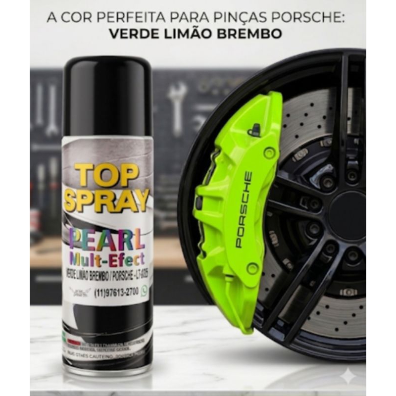 SPRAY VERDE LIMAO BREMBO TINTA PARA PINÇA DE FREIO - PORSCHE  - TOP SPRAY
