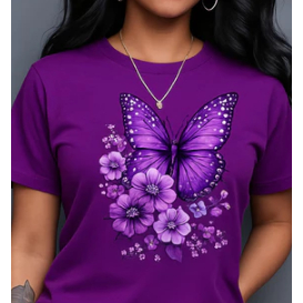 Camiseta Feminina Algodão100% Estilosa Borboleta Flores