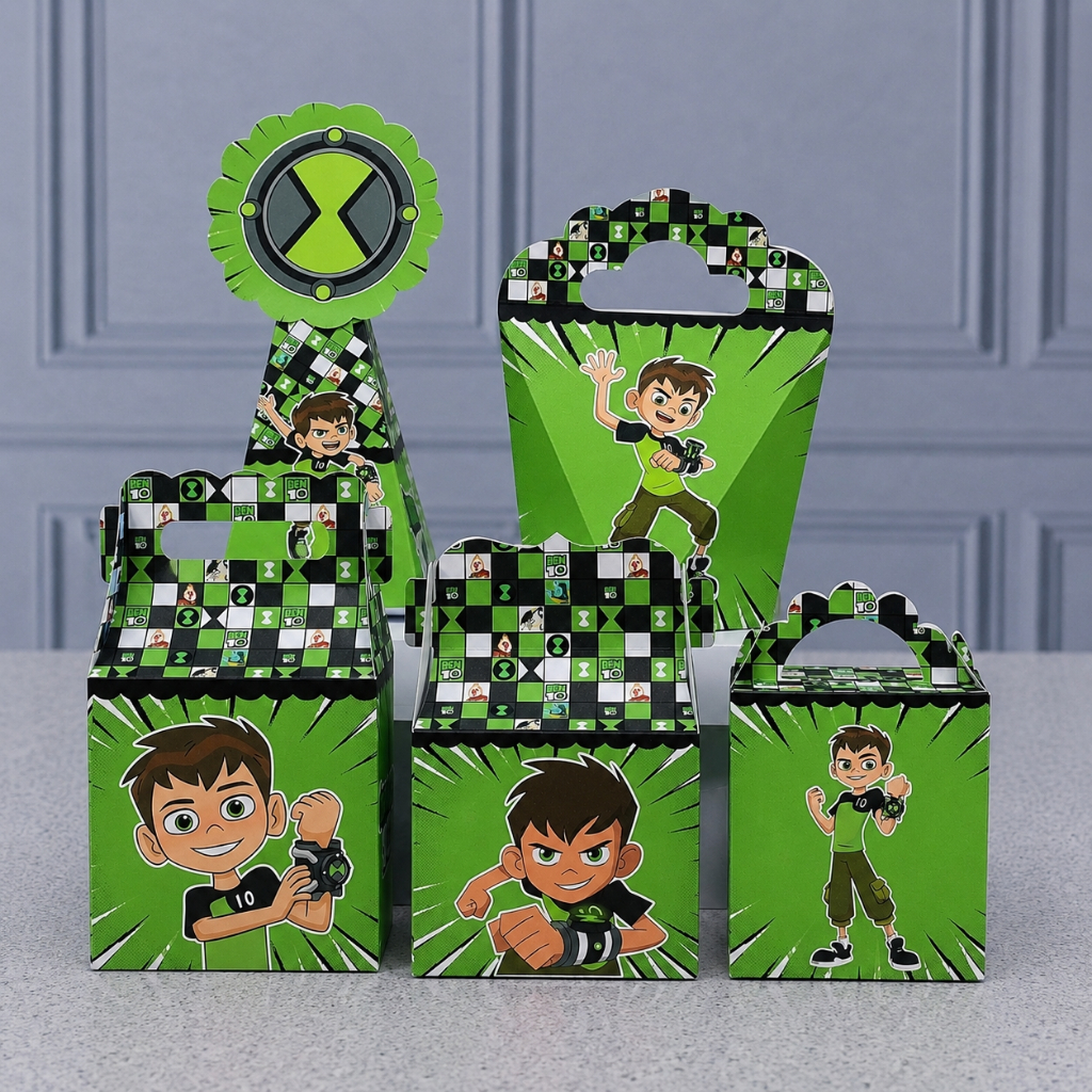 Kit Caixinhas Papelaria Personalizada Ben 10 Lembrancinha Surpresa aniversário festa infantil Desmontado