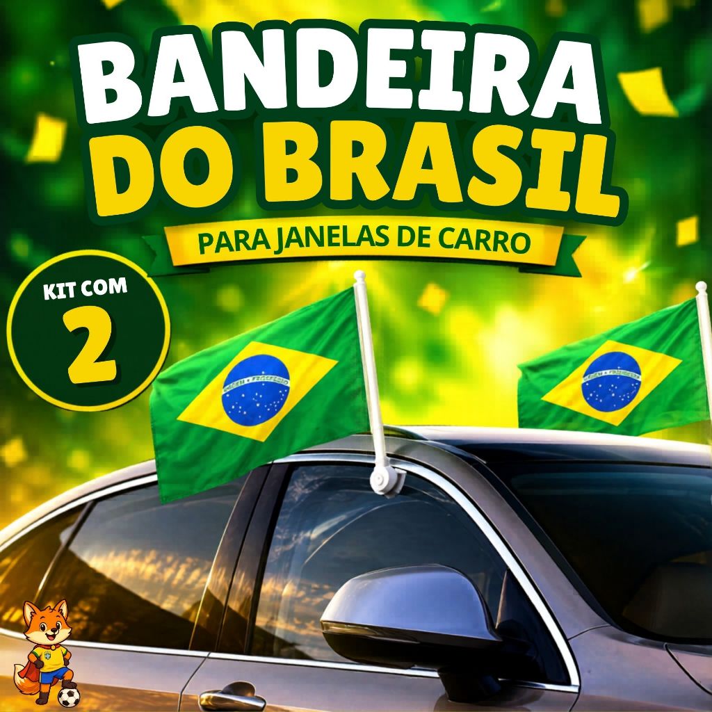 Bandeira do Brasil p/ Janela Carro Bandeirinha Torcida Decoração Copa do Mundo Hexa - 1~4 Unidades