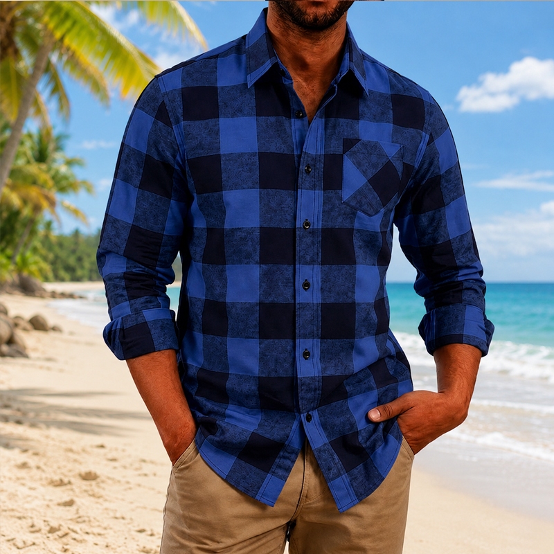 Camisa Xadrez Masculina Manga Longa Não Amassa Casual Social Confortável Importada