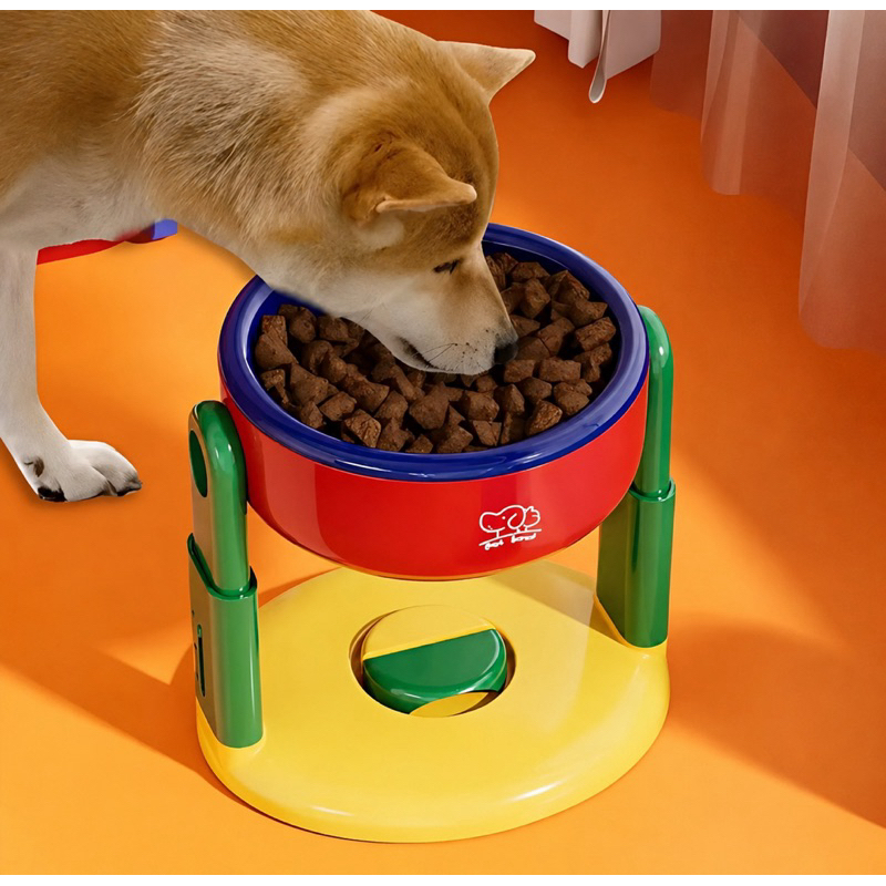 Comedouro Elevado para Cães e Gatos - Altura Ajustável e Antiderrapante, Rosa e Azul