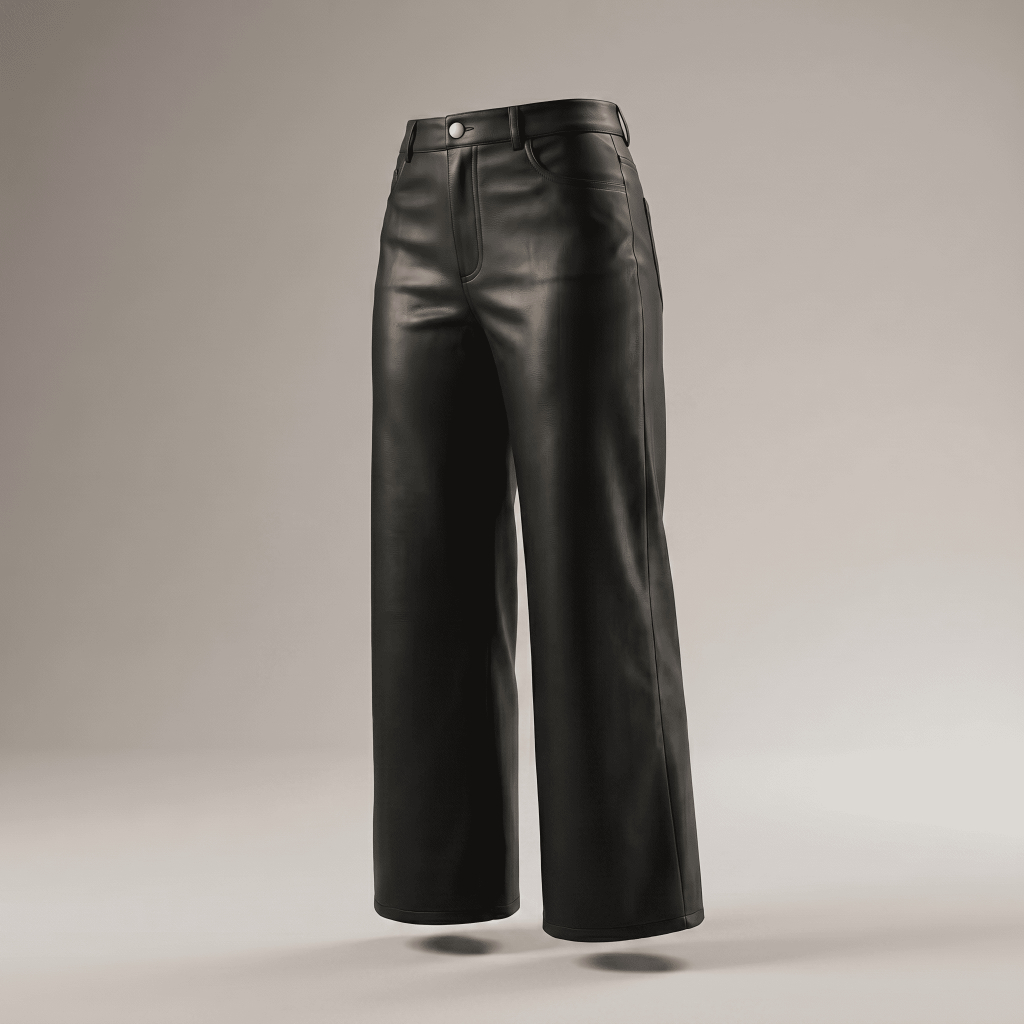 Calça Couro Fake Wide Leg Feminina Cintura Alta Preta Pantalona Retrô Blogueira Moda Gringa Balada