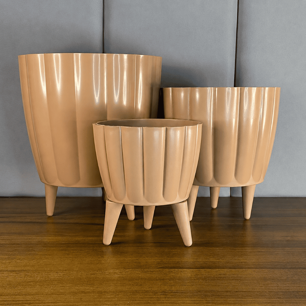 Kit 3 Vasos Cachepô Plantas Decorativo Moranga Liso mini pé cachepot