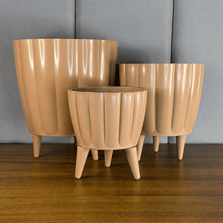 Kit 3 Vasos Cachepô Plantas Decorativo Moranga Liso mini pé cachepot