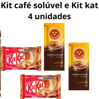 Kit Café Solúvel Três Corações Com Chocolate Kit Kat Macchiato Lembrancinha Surpresa Kit De Café Presente Doces