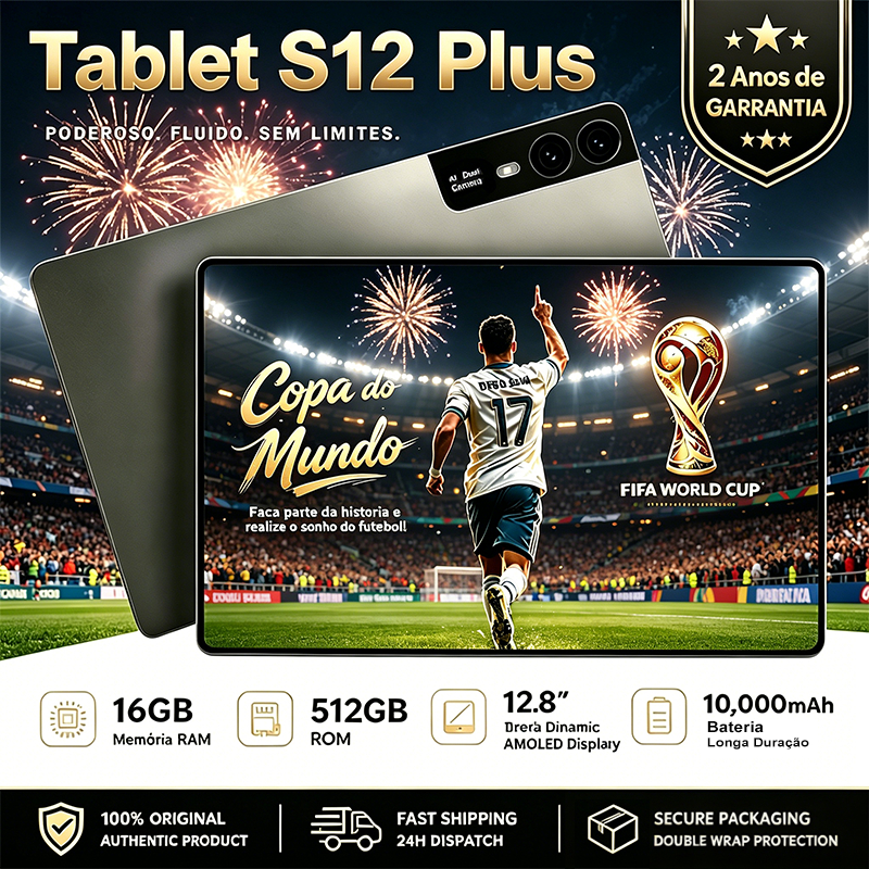 Pad iS12 Plus Combo com Teclado e Mouse -12.8"inch 16GB+512GB Android 15 10000mAh Ideal para Estudos e Jogos