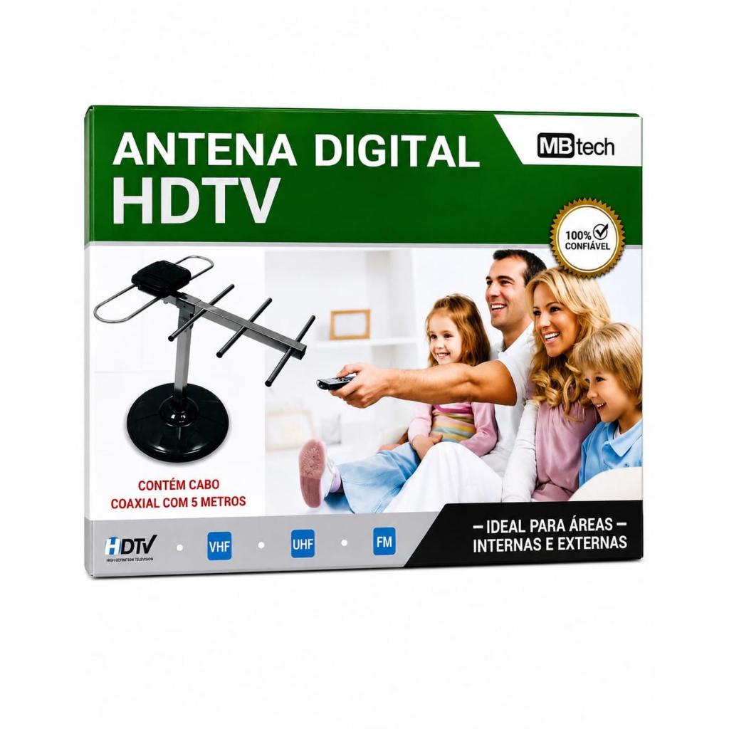 Antena Digital HDTV UHF VHF 4K Interna Externa Magnética 10dBi GB54473