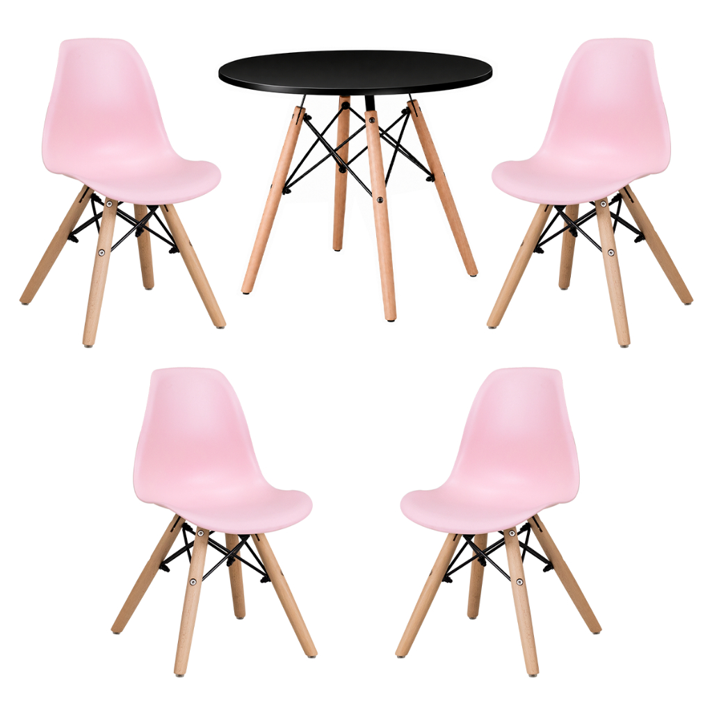 Kit Mesa Eames Infantil 60cm + 4 Cadeiras Eames Infantis Espaço Kids buffet para Crianças - Seat&Co