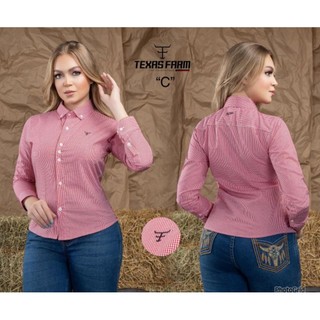 Camisa Feminina Manga Longa Country Xadrez Confortável do P ao GG