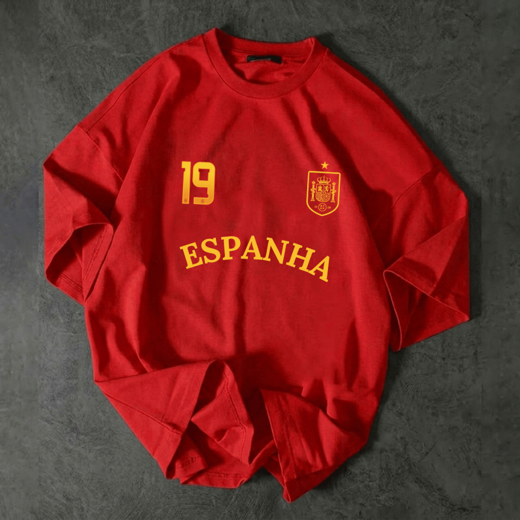 Camiseta Masculina Espanha Camisa Spain Copa T-Shirt 100% Algodão Premium Moda Street Casual Confortavel Moderna