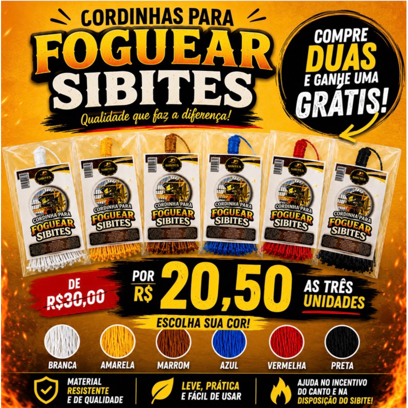 (SIBITES E CIA) KIT DE CORDINHAS PARA FOGUEAR SIBITES