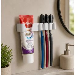 Suporte Para Escovas e Pasta de Dente Premium Organizador 5 em 1 Moderno Luxuoso Com Dupla face Organize sua Casa