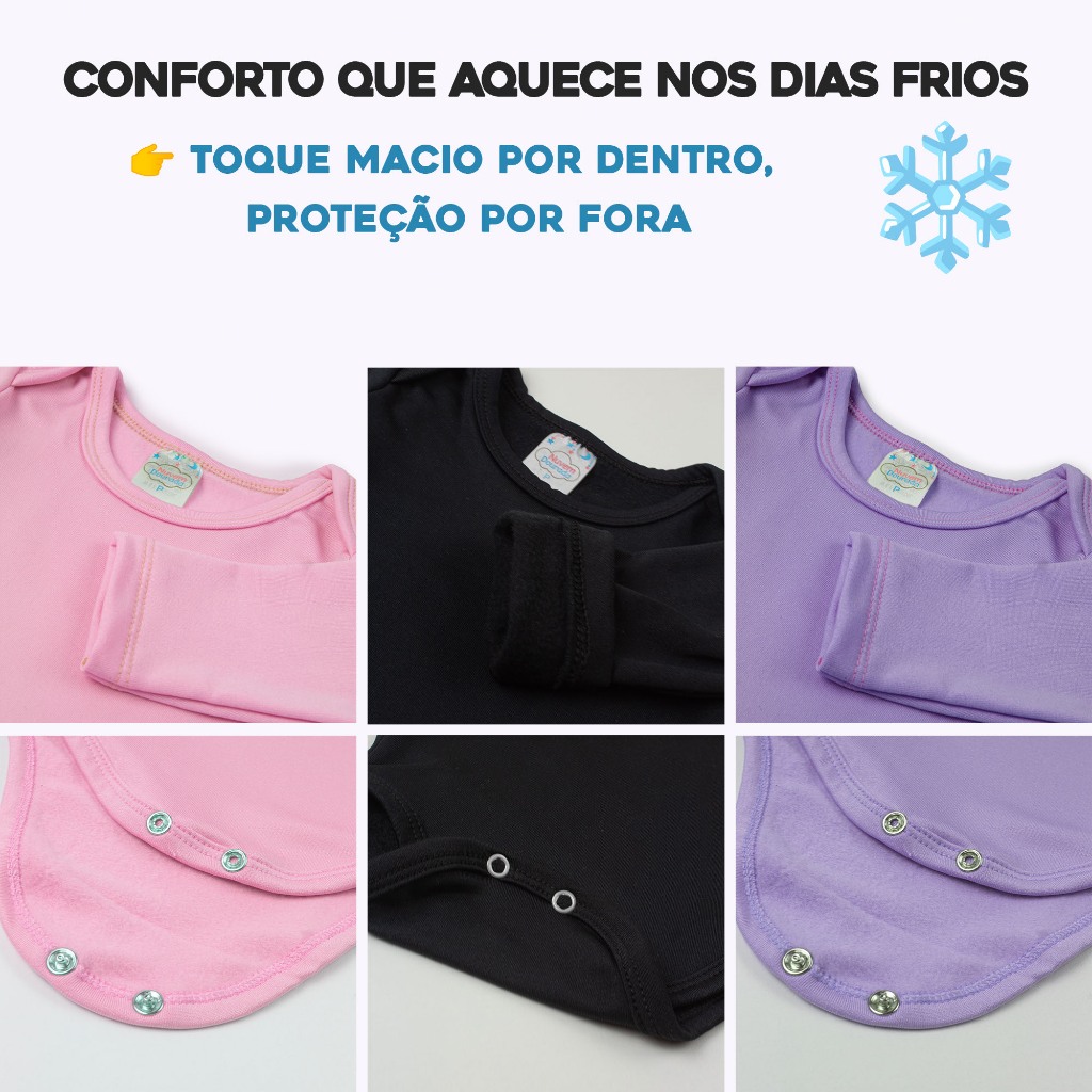 Kit Body Térmico Peluciado Bebê 2 4 6 8 Peças Quentinha Suplex Confortável Infantil Inverno Sortido — imagem 2 de 2