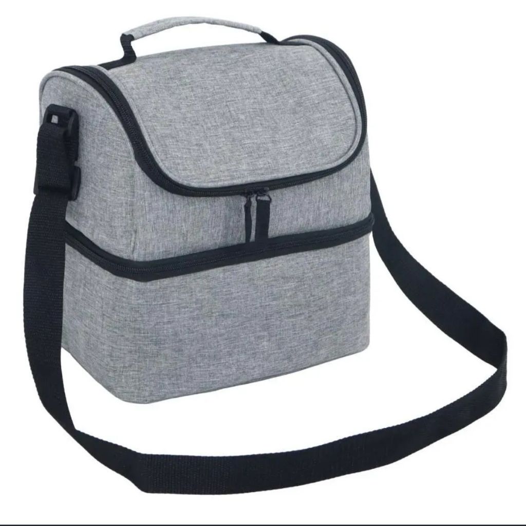 Lancheira Térmica Dois Andares 6,5 L Cinza Tropical Soprano Bolsa Marmita Trabalho Praia Fitness Academia