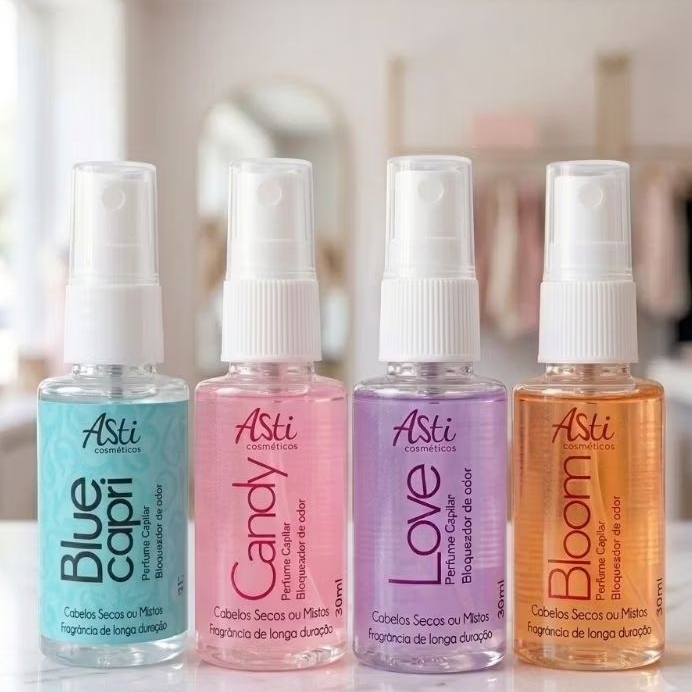 Perfume Capilar 30ml Asti Bloom Candy Love – Spray para Cabelos Secos ou Mistos | Fragrância Longa Duração | Feminino