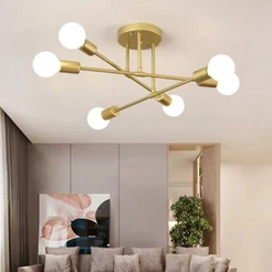 Pendente Lustre Sputnik Moderno 6 Lâmpadas Sala de Jantar Quarto Cozinha Escritório Comércio