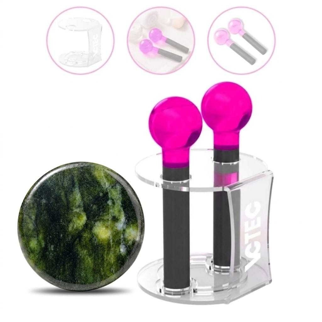 Kit Esfera Cromoterapia Rosa Com Rack Organizador - Par
