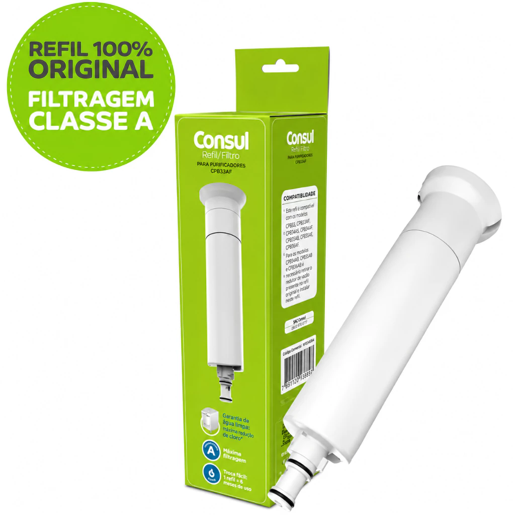 Refil Filtro para Purificador Consul CPB33 CIX07AX Branco e CIX08AX Cinza