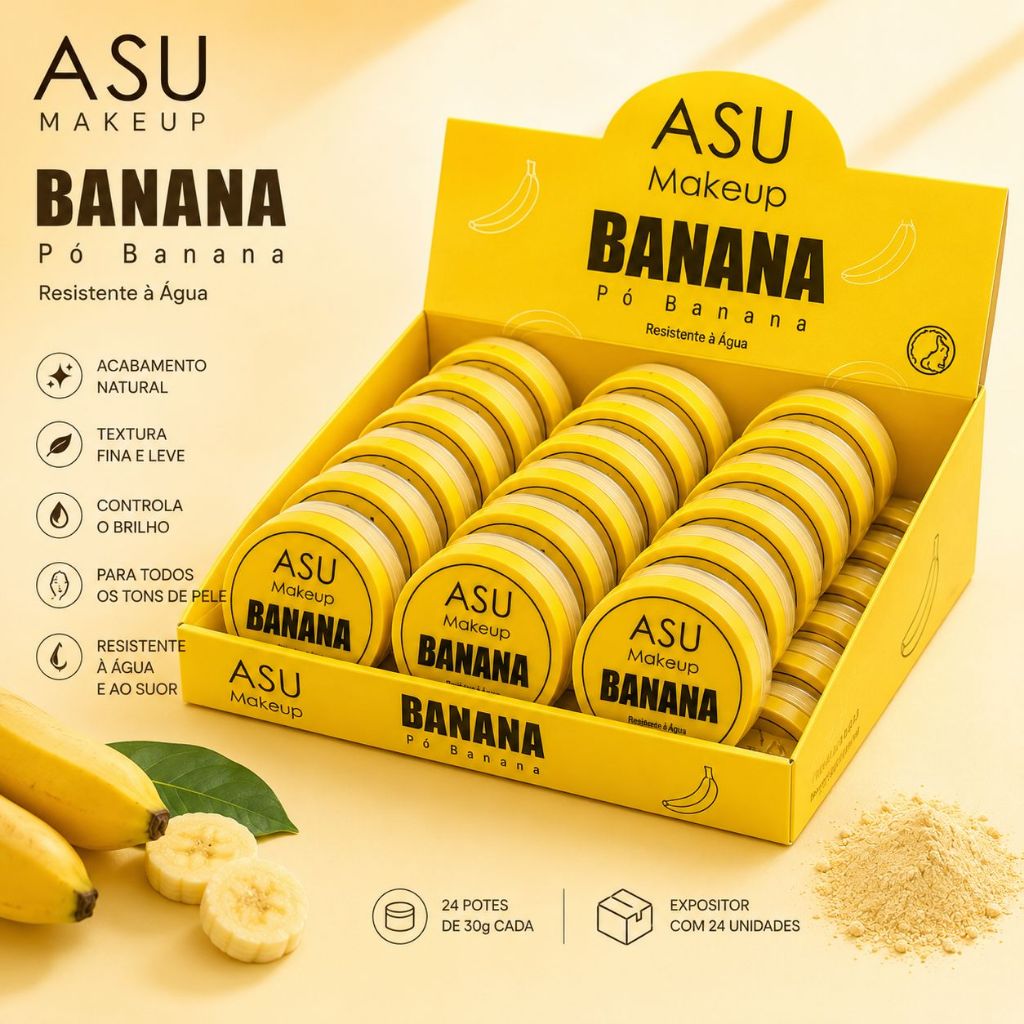 KIT Pó De Banana Fixador Translucido Finalizador Resistente á água ASU MAKEUP