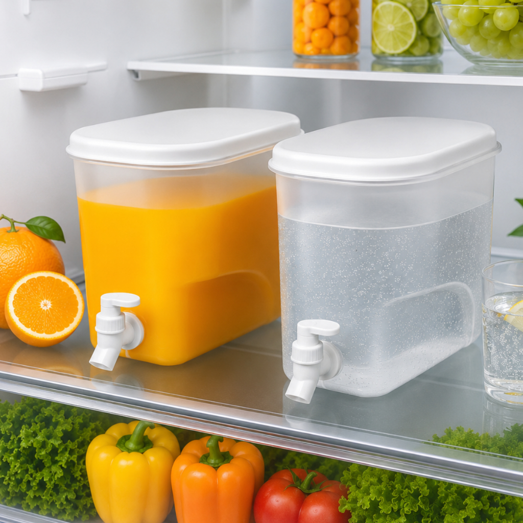 Kit 2 Dispenser De Suco Com Torneira Para Geladeira Suqueira Dispenser Liquidos Aguá Saborizada 3 Litros