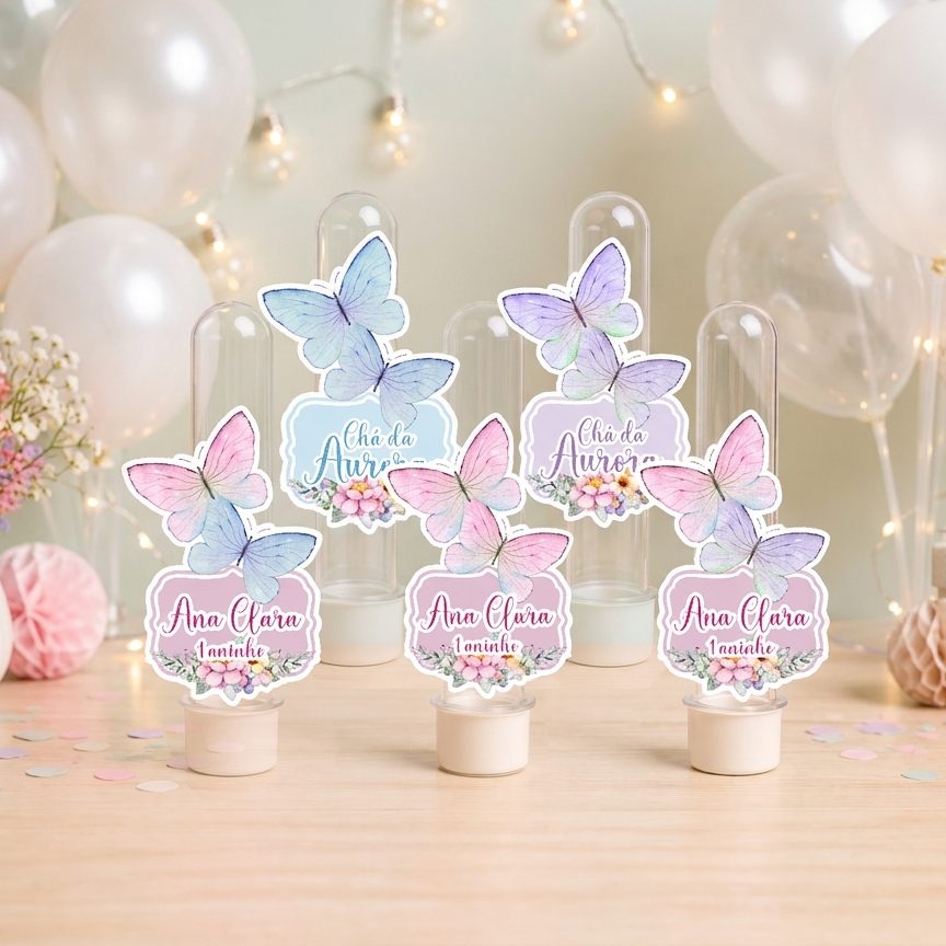 Aplique para Tubete Borboleta Jardim das Borboletas | personalizado | festa | lembrancinha | kit