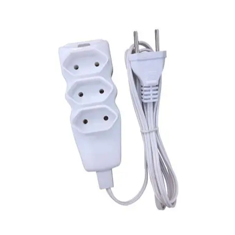 EXTENSÃO ELÉTRICA BRANCA 10 METROS 2 PINOS CABO PARALELO 0,75MM BIVOLT