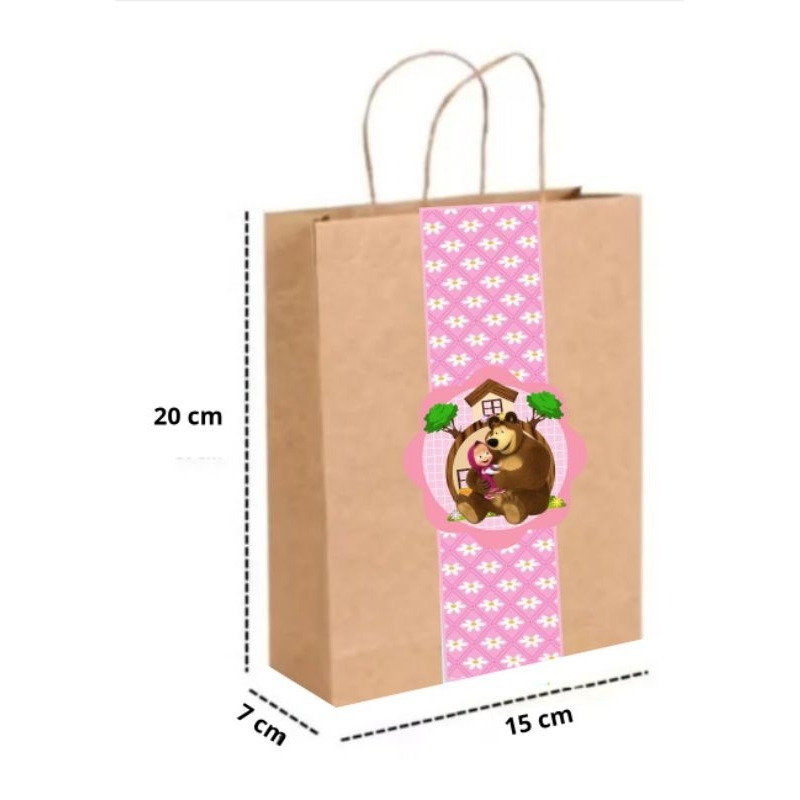 Sacola craft personalizada no tema Marcha e o Urso com não né e idade lembrancinhas decoração de festa