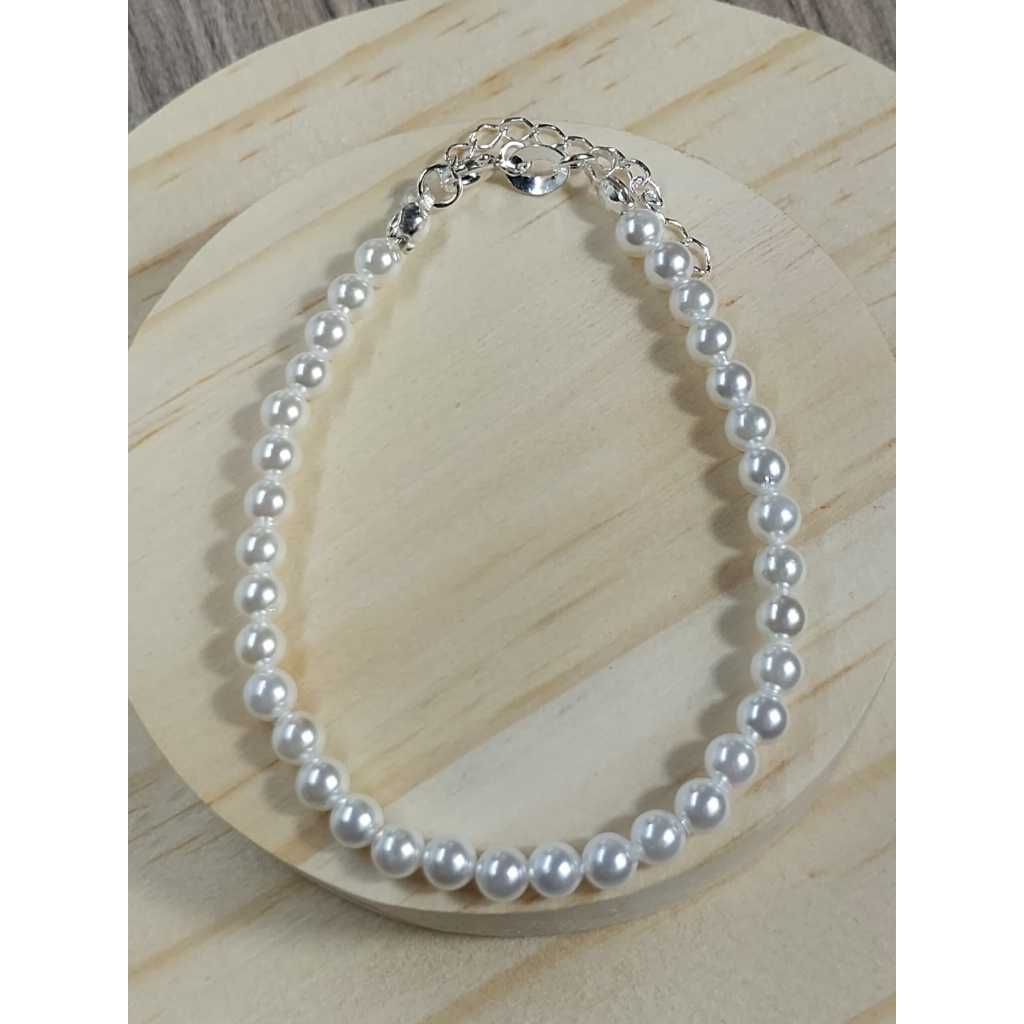 Pulseira Pérola Shell com Fecho em Prata 925 Elegante Feminina ✨🤍