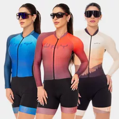 Macaquinho Ciclismo Feminino Macacão Forro Gel Alta Densidade D100 Inverno Acolchoado Roupa Bike MTB