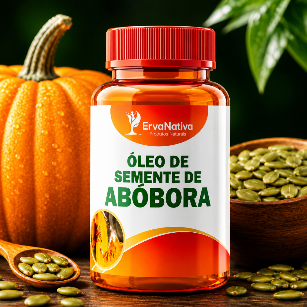 Óleo de Semente de Abóbora 1000mg Erva Nativa | Saúde da Próstata Cabelo Pele e Unhas |