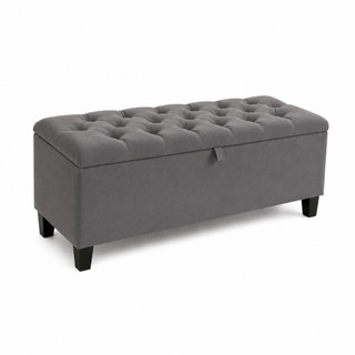 Banco Baú Puff Recamier 120cm Organizador Multiuso Guarda Brinquedos Enxoval Almofadas E Cobertores Envio Full Cor Cinza