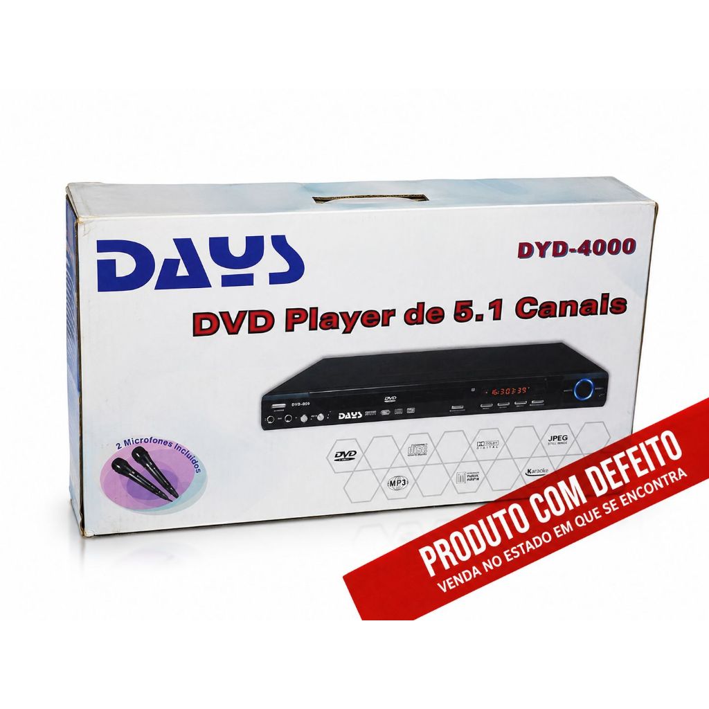DVD Player 5.1 Canais DYD-4000 Com Defeito Venda No Estado