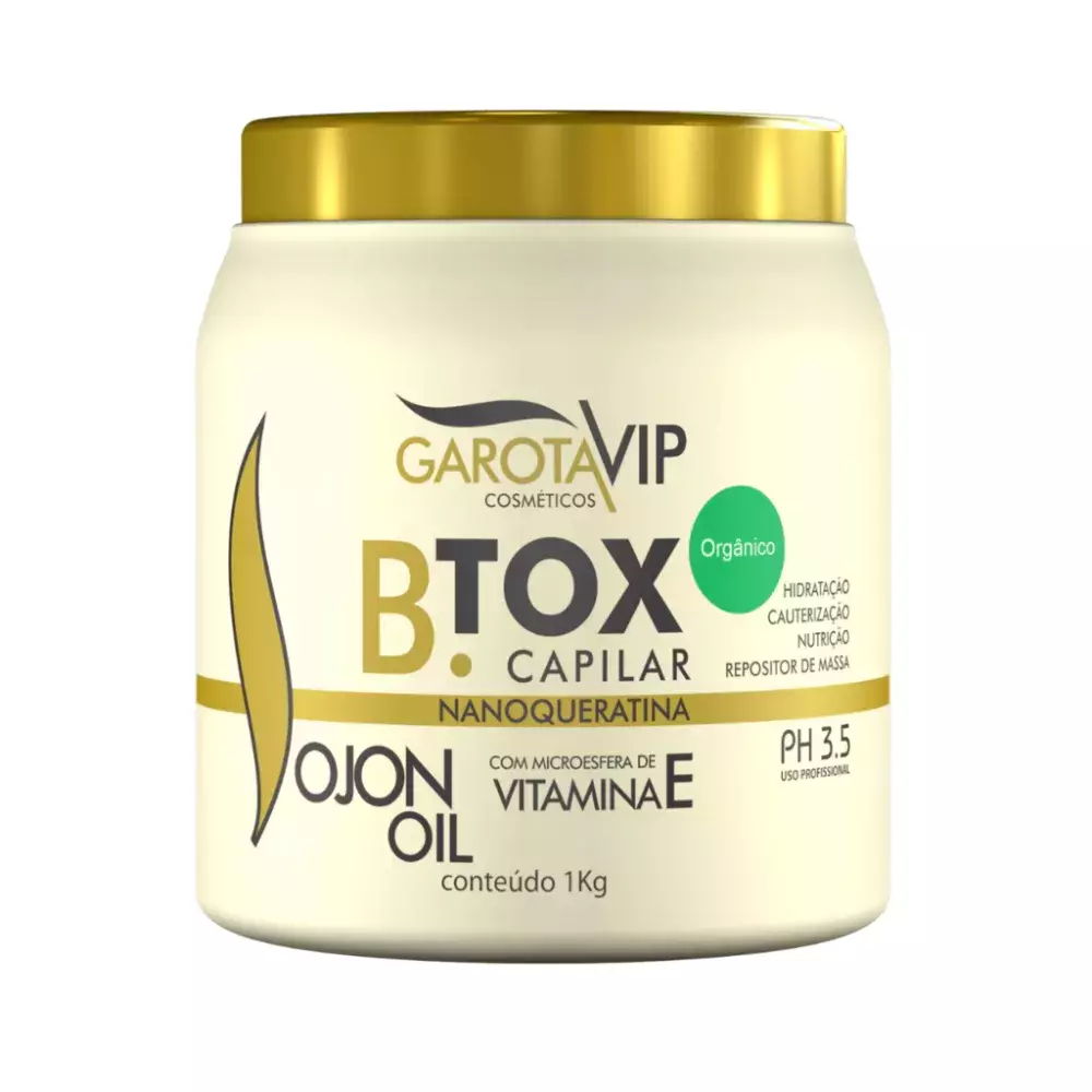 Botox Capilar Orgânico 1kg Redutor de Volume Sem Formol Anti Frizz Alinhamento Capilar Brilho Intenso