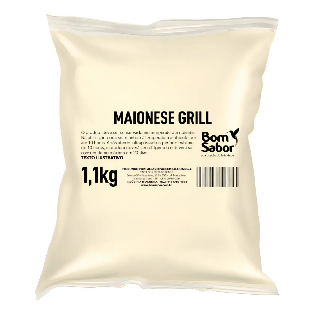 Maionese Grill Bom Sabor Defumada Bag Refil Pouch 1,1kg
