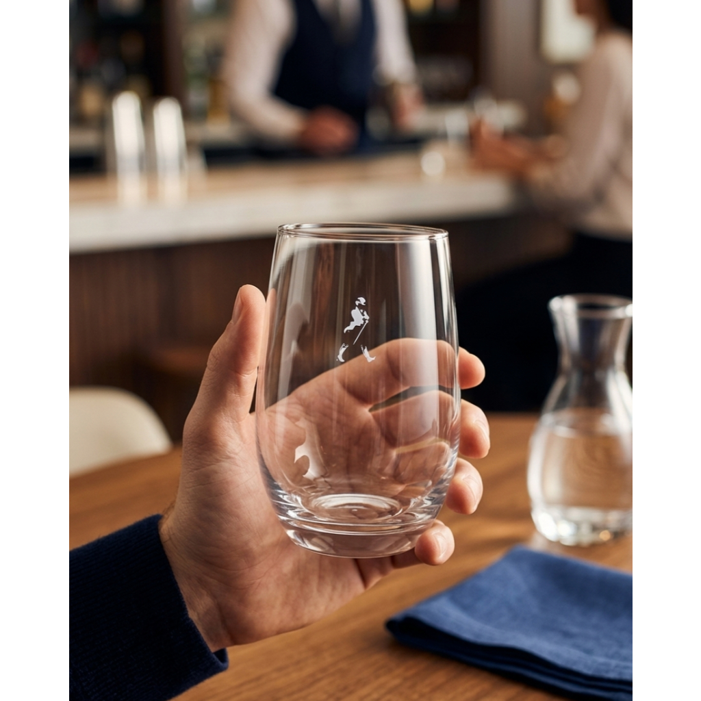 Kit 2 Copos Baixo de Vidro Cristal Transparente Johnnie Walker para Whisky Bebidas Coquetel Produto Oficial