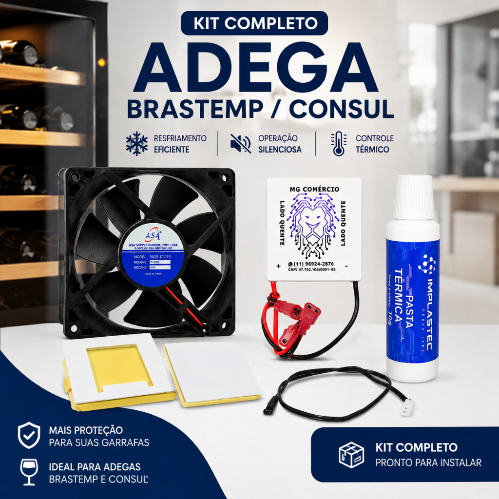 Kit Pastilha Peltier Cooler Pasta Sensor Junta Adega Brastemp Consul CWC12 BZC12AE BZC12BEANA BZC12BEBNA BZC12AFANA Acb0