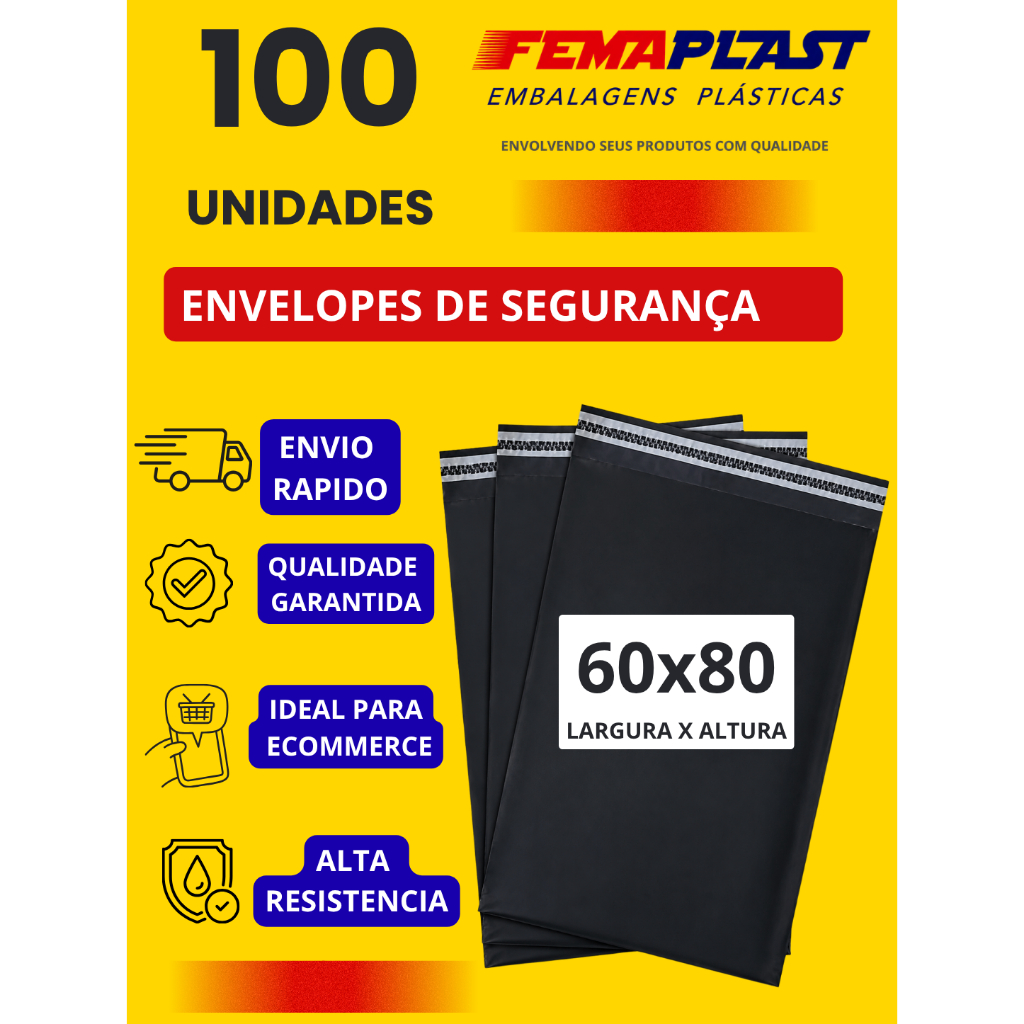 Envelope Inviolavel 60x80 C/100 p/envios ecommerce