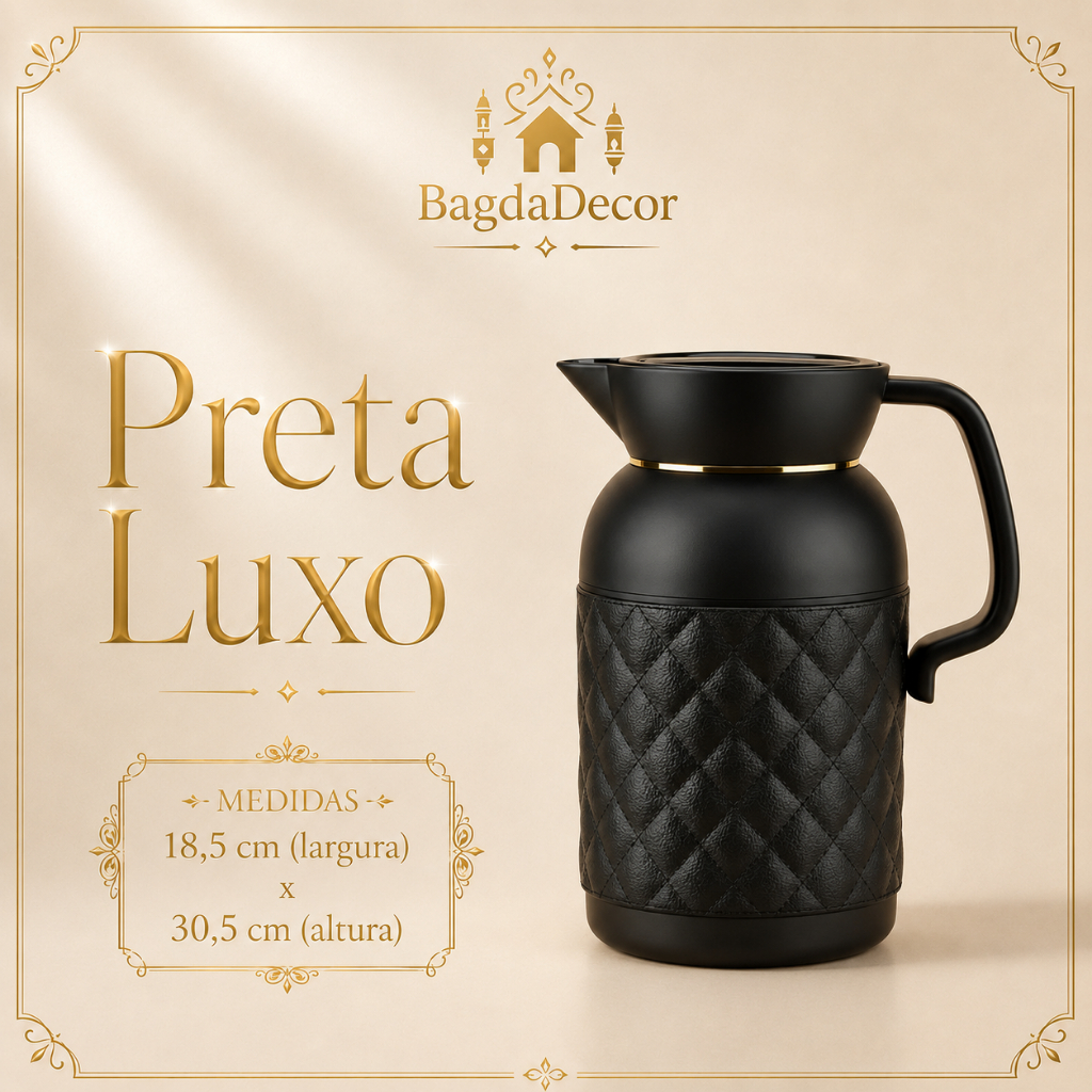 Garrafa Térmica Elegante 1L com Vedação Segura e Interior de Vidro Café Chá | BagdáDecor