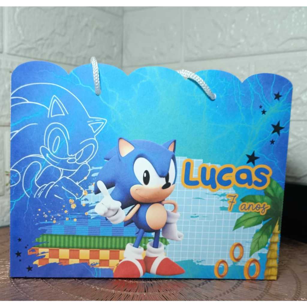 Sacolinha Personalizada SONIC/ANIVERSÁRIO/LEMBRANCINHA/FESTA DO SONIC