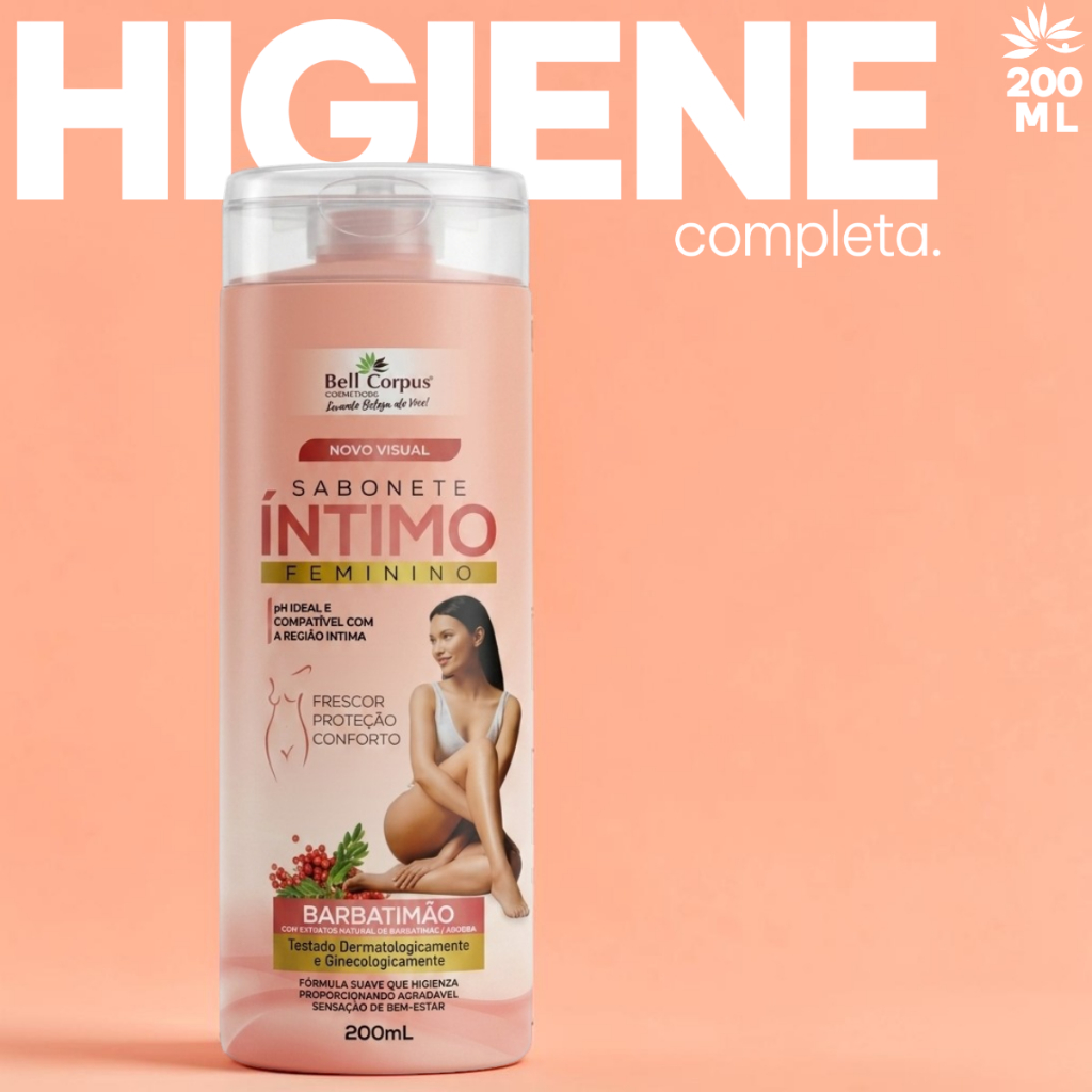 Sabonete Líquido Feminino Íntimo 200ml Barbatimão Cheirinho Agradável para Região Íntima Bellcorpus