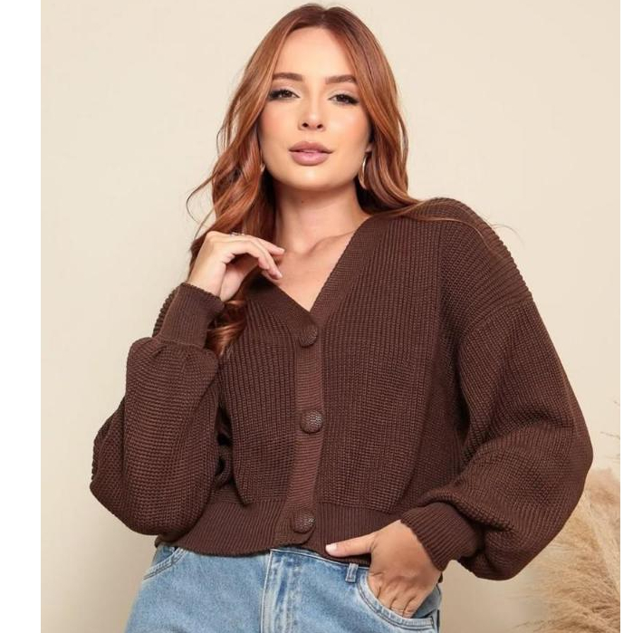 Casaco Feminino Inverno Casaquinho com Botão Blusa de Frio Tricot botões trico tricô