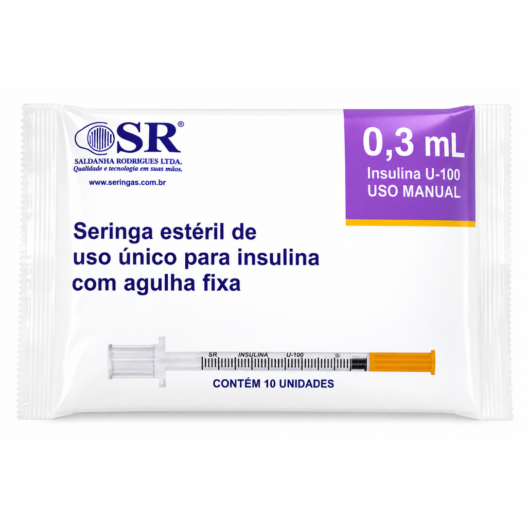 Seringa para Insulina  Botox 0,5ml 31G (6 x 0,25mm) – 30UI | SR
