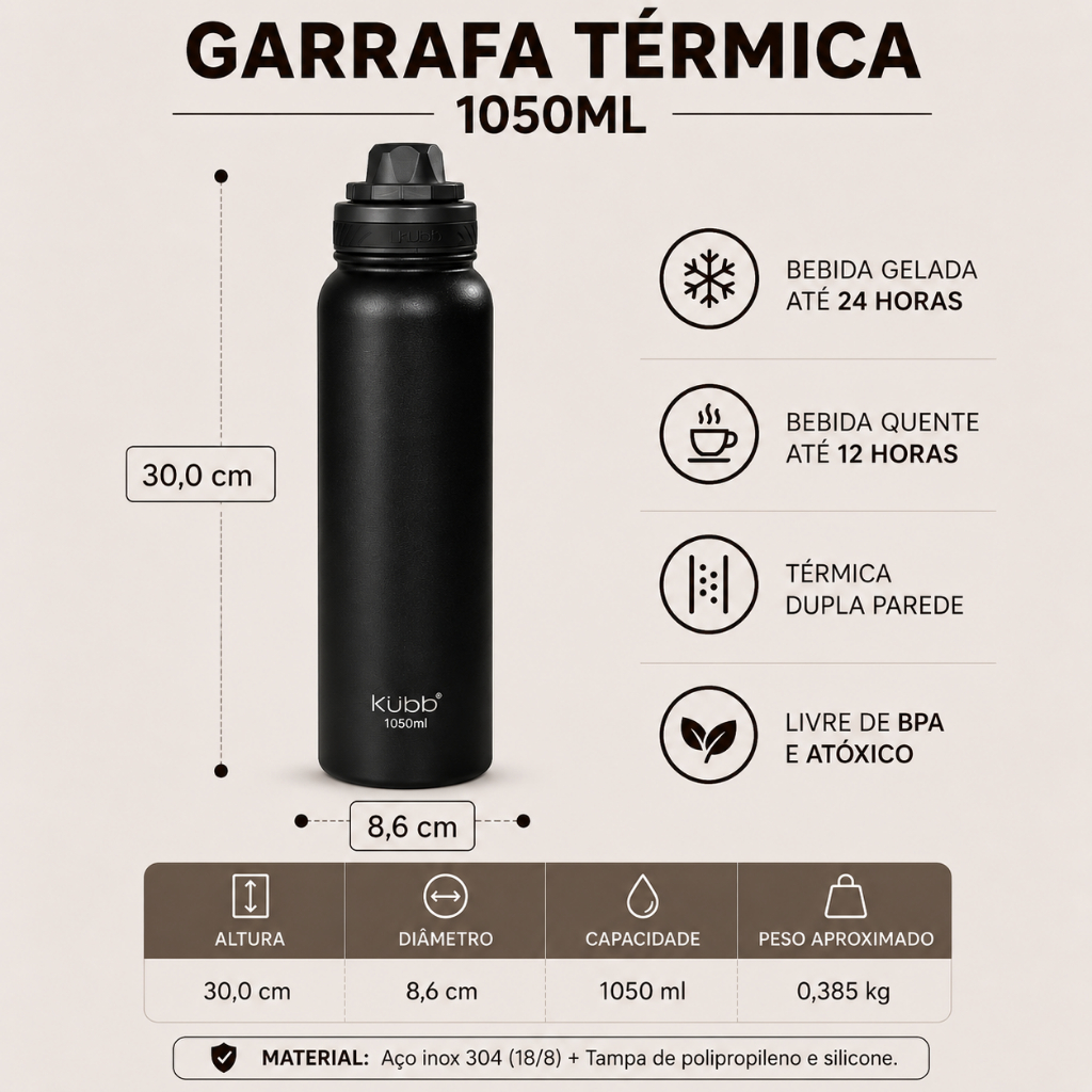 KUBB Garrafa Térmica Inox para Água 420ml — foto 8